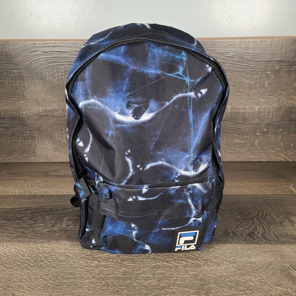Fila Backpack Lightning Marble Style Blue Black White Laptop and Tablet